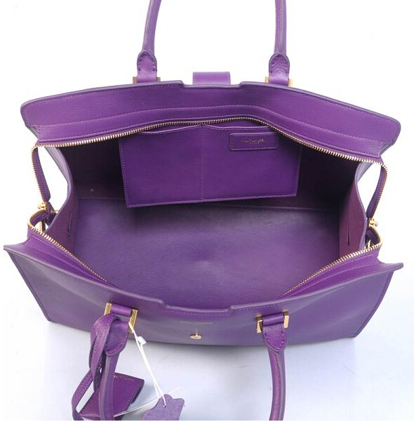 2014 Cheap Saint Laurent Cabas Chyc calfskin medium handbag 8337 purple - Click Image to Close